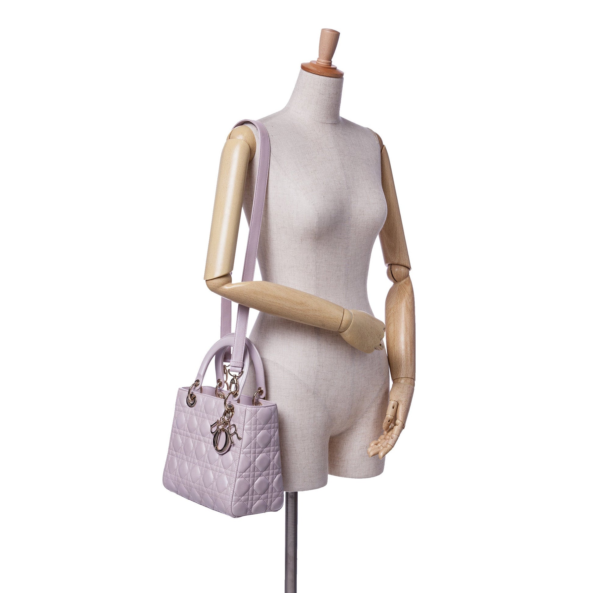 Medium Pearlescent Lambskin Cannage Lady Dior - Heritage Fashion