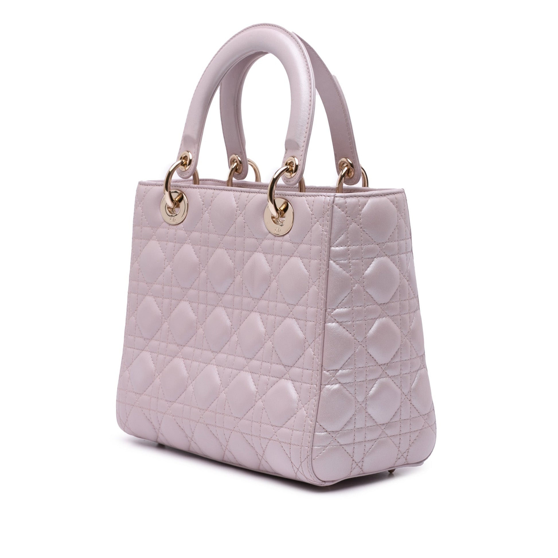 Medium Pearlescent Lambskin Cannage Lady Dior - Heritage Fashion