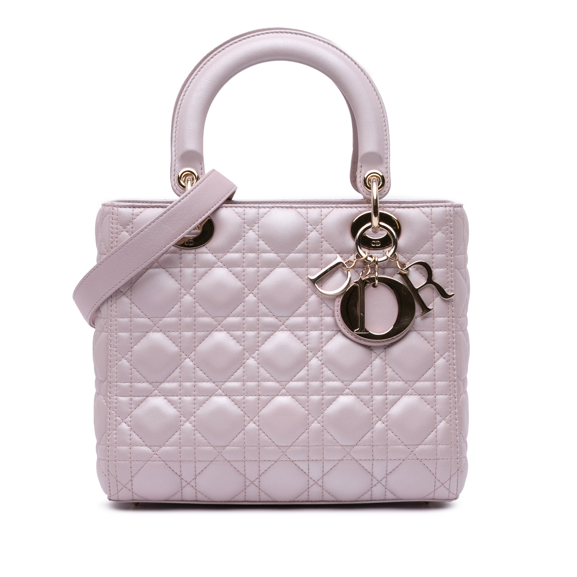 Medium Pearlescent Lambskin Cannage Lady Dior - Heritage Fashion