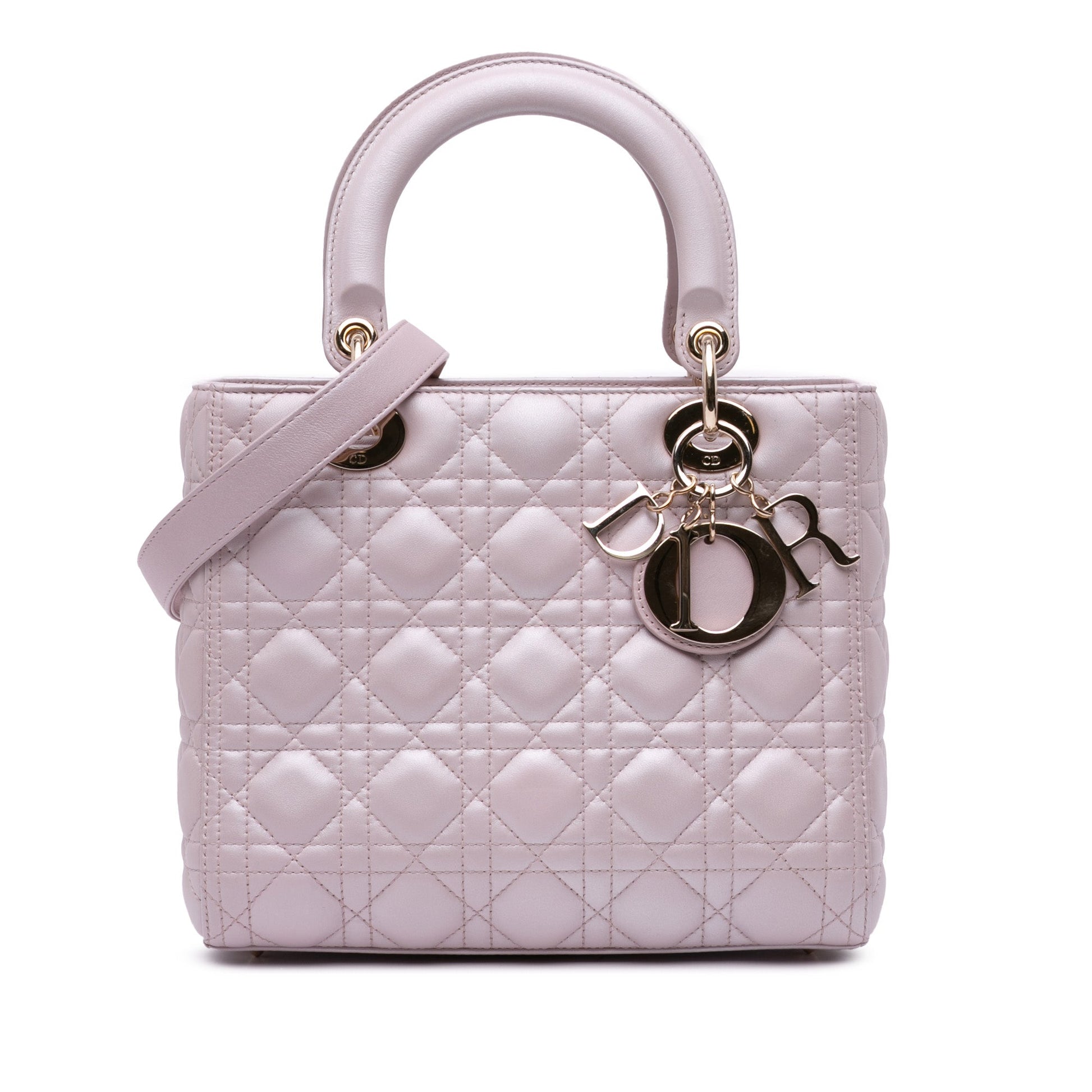 Medium Pearlescent Lambskin Cannage Lady Dior - Heritage Fashion