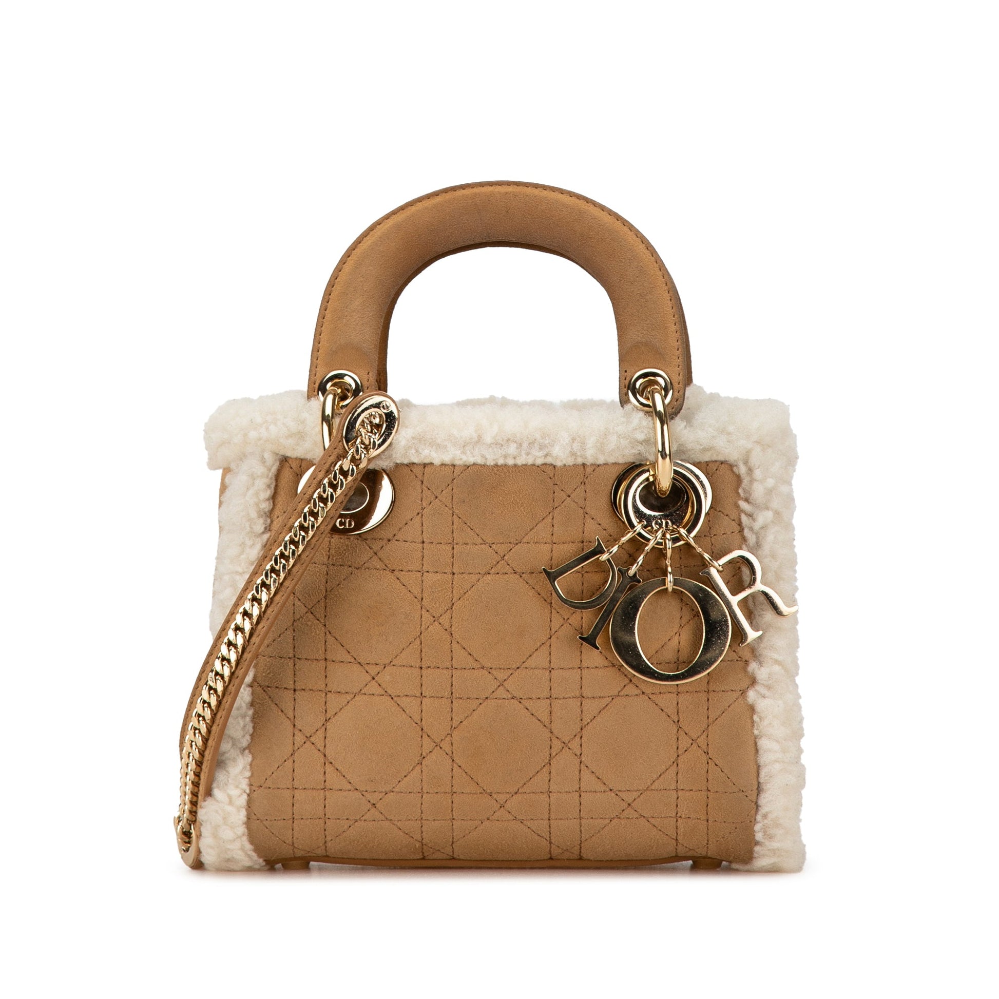 Mini Suede Shearling Cannage Lady Dior - Heritage Fashion