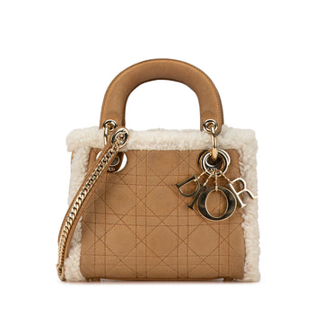 Mini Suede Shearling Cannage Lady Dior - Heritage Fashion