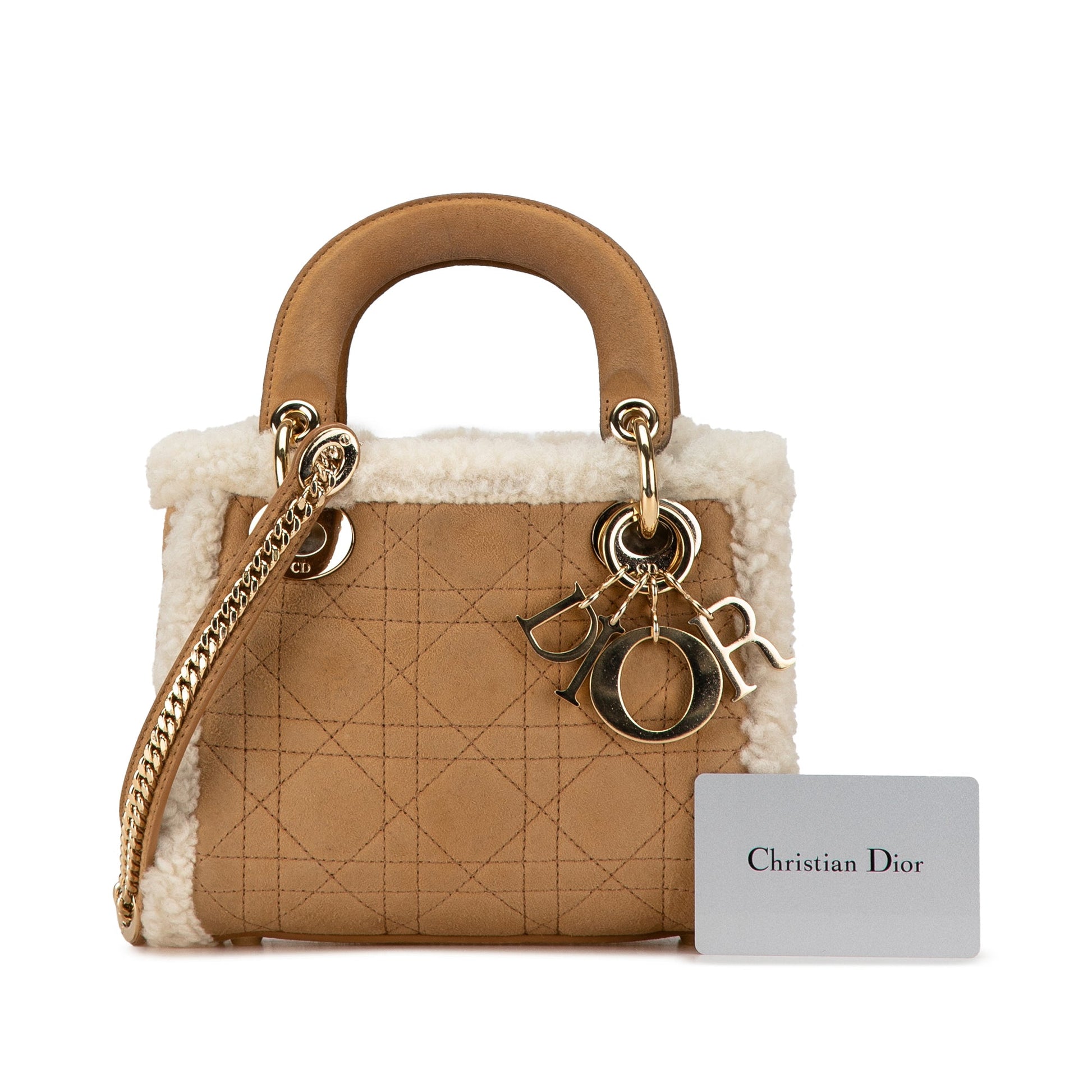 Mini Suede Shearling Cannage Lady Dior - Heritage Fashion